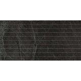 Pietra Black Matt Strip Mosaic 28x600mm On 300x600 Mesh