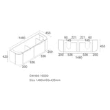 Plateau Series Wall Hung Double Bowl Matt White 1480x455x420mm CABINET ONLY