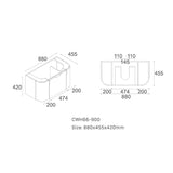 Plateau Series Wall Hung Natural Timber 880x455x420mm with Flat Stone Bench Top Only