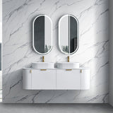 Plateau Series Wall Hung Double Bowl Matt White 1480x455x420mm CABINET ONLY