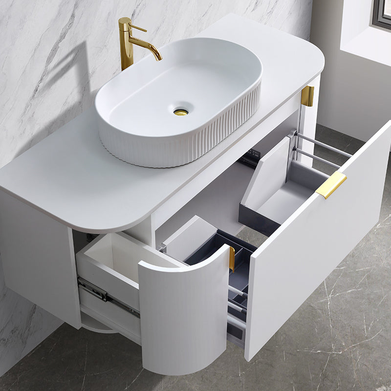 Plateau Series Wall Hung Matt White 1180x455x420mm Vanity with Stone Top & Ceramic Undermount Basin