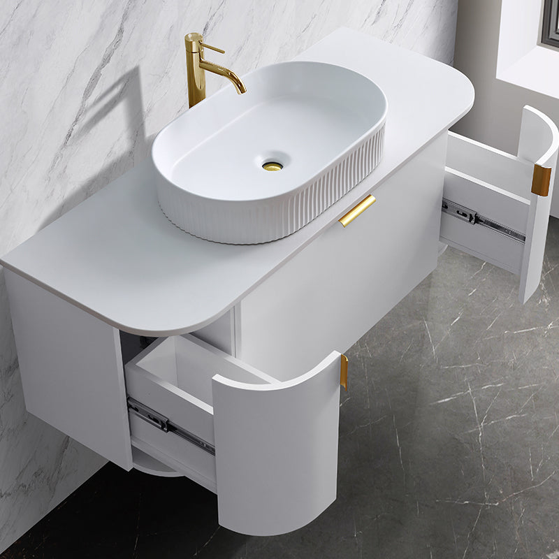Plateau Series Wall Hung Matt White 1180x455x420mm Vanity with Stone Top & Ceramic Undermount Basin