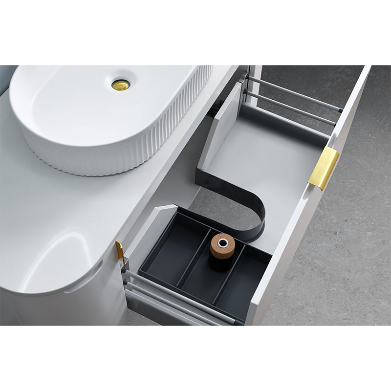 Plateau Series Wall Hung Matt White 880x455x420mm With Stone Top & Ceramic Undermount Basin