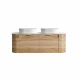 Plateau Series Wall Hung Double Bowl Natural Timber 1480x455x420mm CABINET ONLY