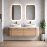 Plateau Series Wall Hung Double Bowl Natural Timber 1480x455x420mm CABINET ONLY