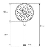 Round 5 Functions ABS Handheld Shower Black