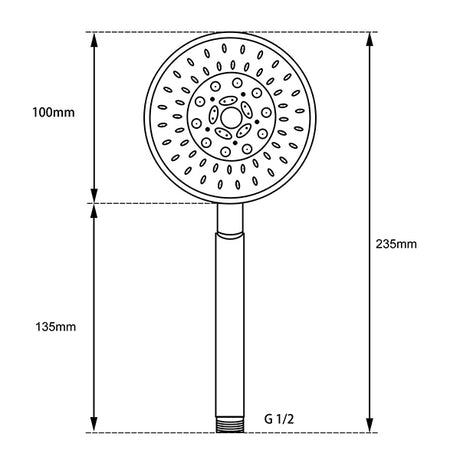 Round 5 Functions ABS Handheld Shower Black
