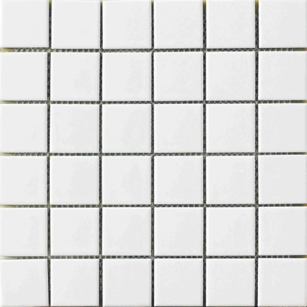 SQUARE MOSAIC WHITE MATT 48X48MM SHEETED 306X306MM