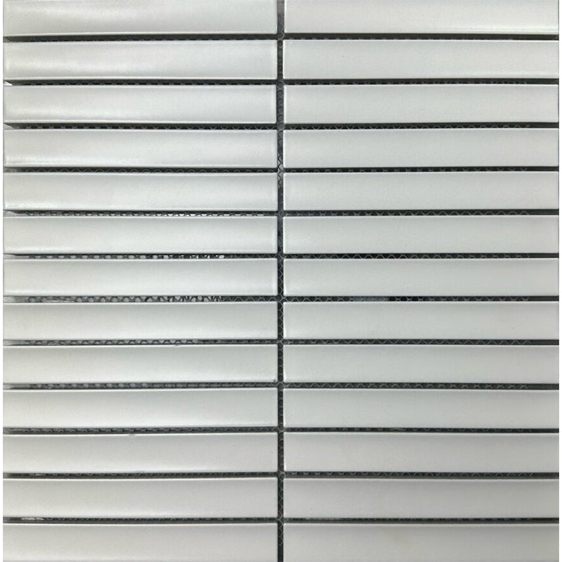 WHITE MATT CONCAVE MOSAIC 20X145X8.3MM(299X296MM SHEET)