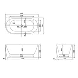 Gina Right Corner Bathtub 1500x750x580mm