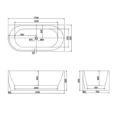 Gina Right Corner Bathtub 1700x800x600mm