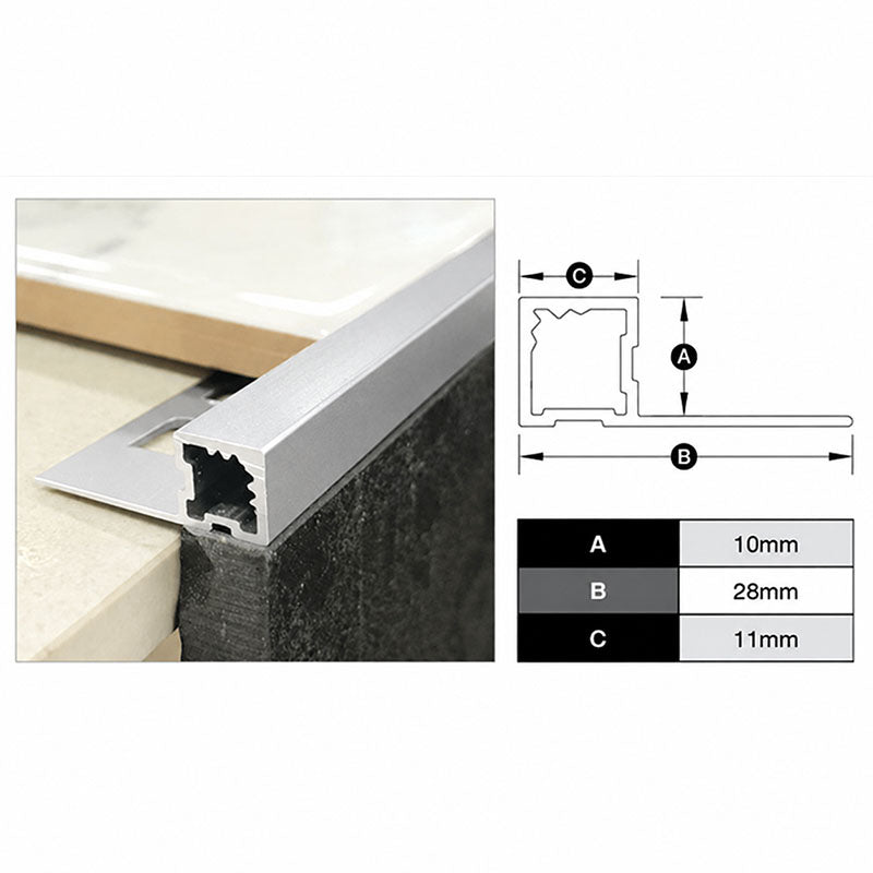 Square Edge Trim - Matte Silver 10mm x 3m