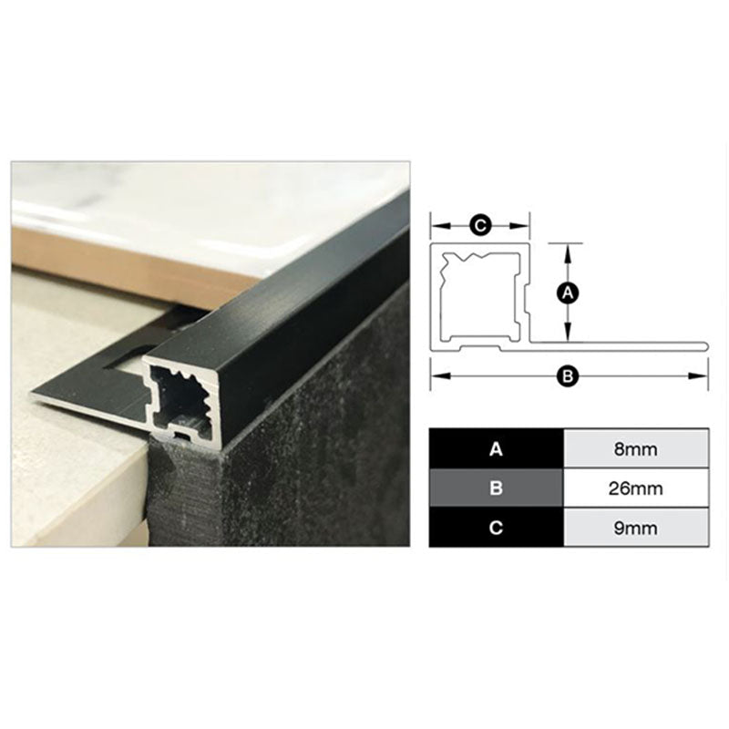 Square Edge Trim - Matte Black 8mm x 3m