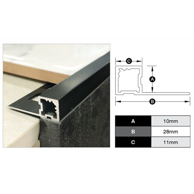 Square Edge Trim - Matte Black 10mm x 3m