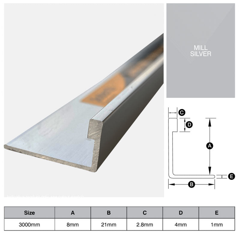 Aluminium Angle - Mill Finish 8mm x 3m