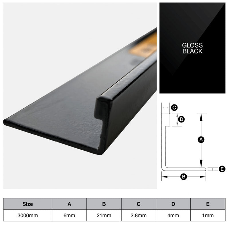 Aluminium Angle - Black 6mm x 3m