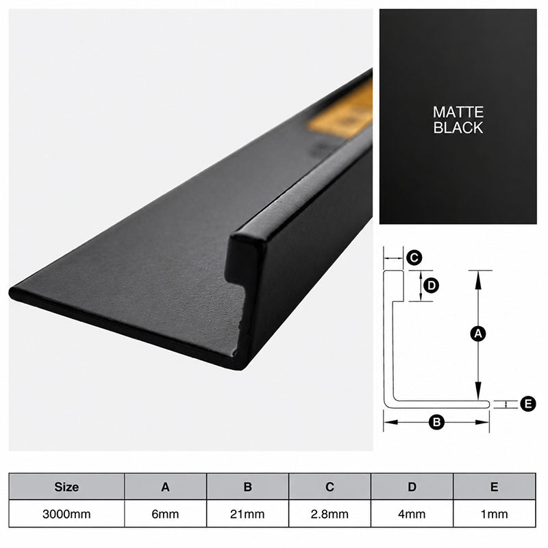 Aluminium Angle - Matte Black 6mm x 3m