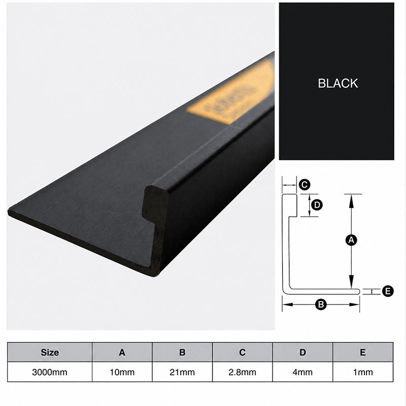 Aluminium Angle - Black 10mm x 3m