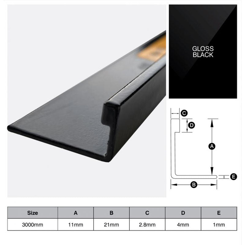 Aluminium Angle - Black 11mm x 3m