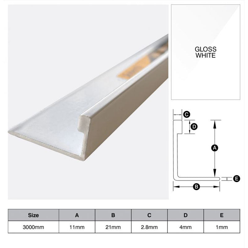 Aluminium Angle - White 11mm x 3m