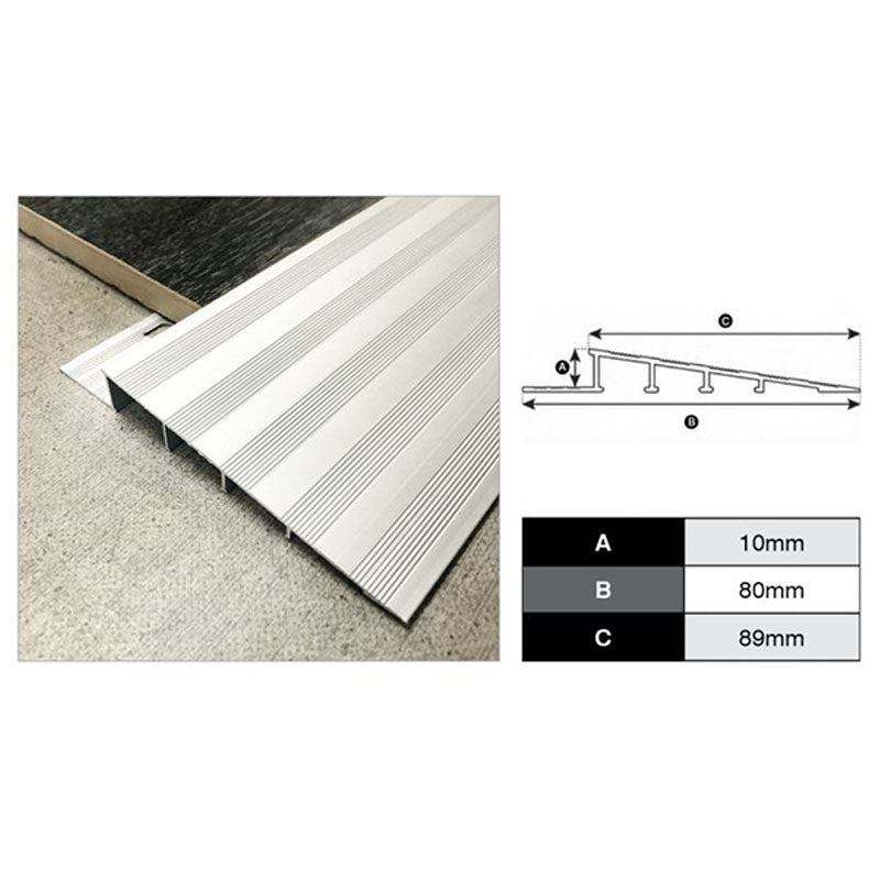 Ramp Trim - Matte Silver Finish 10mm x 89mm x 3m
