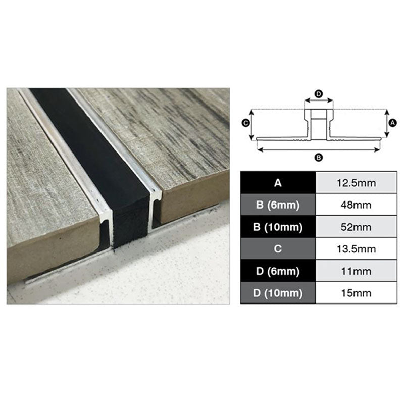 Expansion Trim Grey 12mm x 6mm Wide x 3m