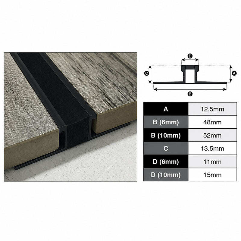 Expansion Trim Black 12mm x 6mm Wide x 3m