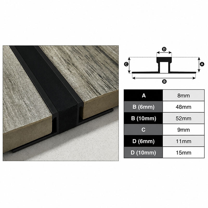 Expansion Trim Black 8mm x 10mm Wide x 3m