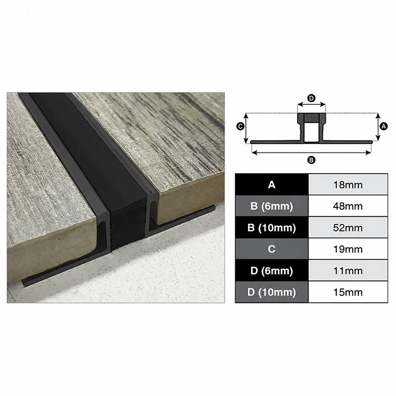 Expansion Trim Black 18mm x 10mm Wide x 3m