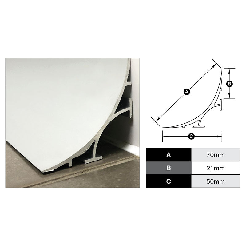Retro Cove Trim Matte Silver 70mm x 3m