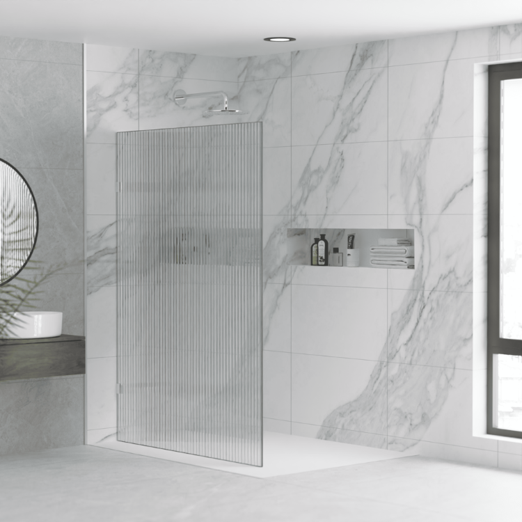 Fluted/Reeded Frameless Shower Panel 1297mm