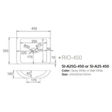 Solid Surface Basin Series Rio Above Counter Gloss White 450x350x100mm