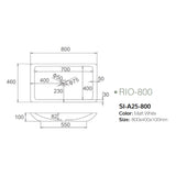 Solid Surface Basin Series Rio Above Counter Matt White 800x400x100mm