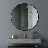 Round Aluminium Mirror Black 600mm