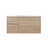 Oakdoo(Hung) Series Wall Hung Left Hand Drawer Prime Oak Overall 1180x455x520mm Vanity Set With Ceramic Slimline Top (UV31)