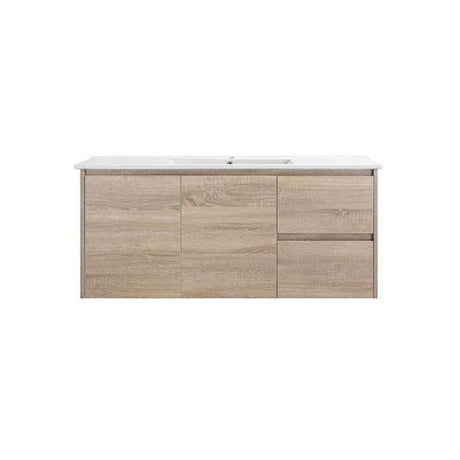 Oakdoo(Hung) Series Wall Hung Right Hand Drawer Prime Oak Overall 1180x455x520mm Vanity Set With Stone Top & Ceramic Undermount Basin