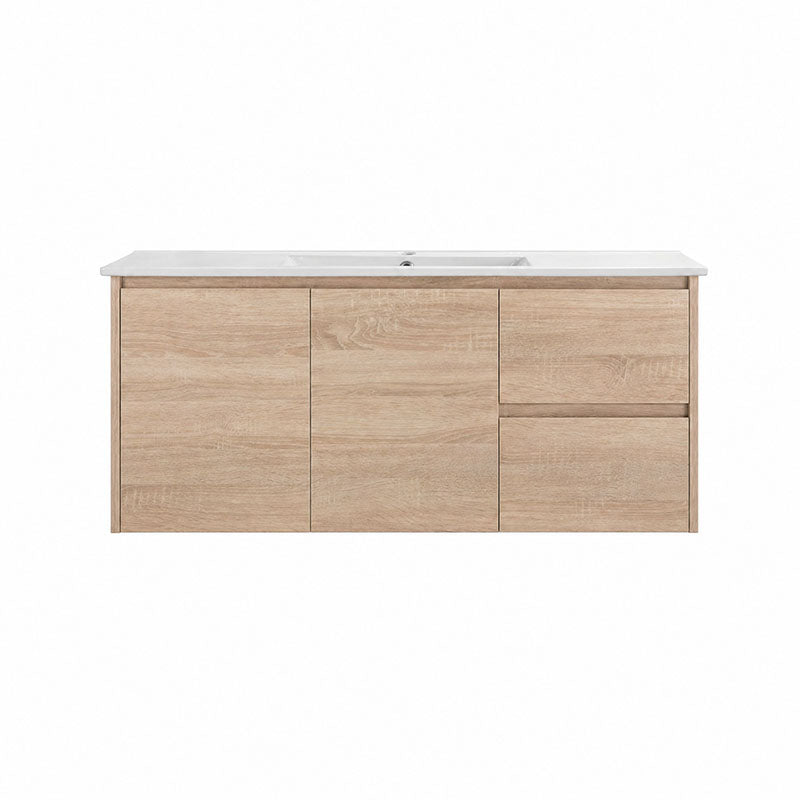 Oakdoo(Hung) Series Wall Hung Right Hand Drawer Natural Timber Overall 1180x455x520mm CABINET ONLY