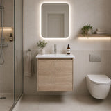 Oakdoo(Hung) Series Wall Hung Prime Oak Overall 580x455x520mm Vanity Set With Ceramic Slimline Top (UV31)