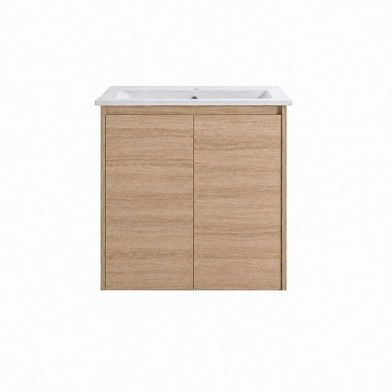 Oakdoo(Hung) Series Wall Hung Natural Timber Overall 580x455x520mm Vanity Set With Flat Stone Bench Top