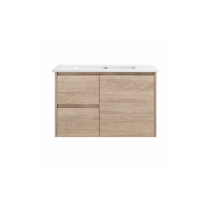 Oakdoo(Hung) Series Wall Hung Left Hand Drawer Prime Oak Overall 730x455x520mm Vanity Set With Flat Stone Bench Top