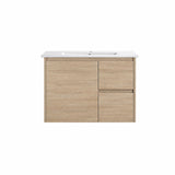 Oakdoo(Hung) Series Wall Hung Right Hand Drawer Natural Timber Overall 730x455x520mm Vanity Set With Stone Top & Ceramic Undermount Basin