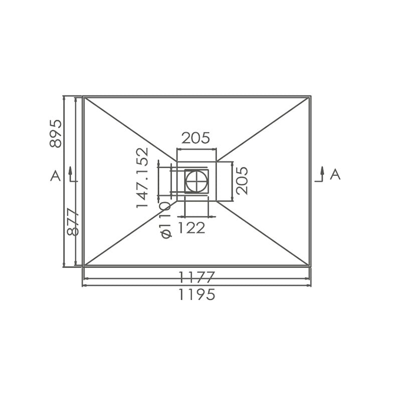 INTERNO SMC Tile Tray Centre Outlet Only (Waste not Included) 1200x895x60mm