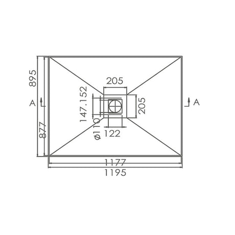 INTERNO SMC Tile Tray Centre Outlet Only (Waste not Included) 1200x895x60mm