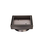 Tile Insert Shower Grate in Gun Metal 115x115mm