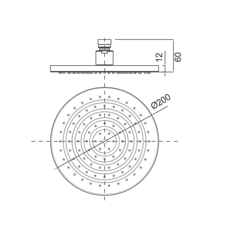 DOCCIA Round Shower Head in Chrome 200mm
