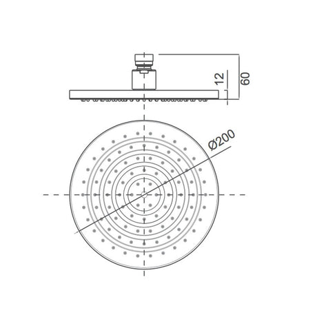 DOCCIA Round Shower Head in Brushed Brass 200mm