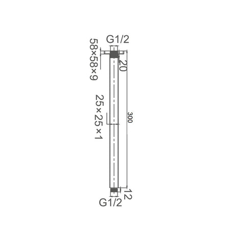 DOCCIA Round Ceiling Dropper in Chrome 300mm