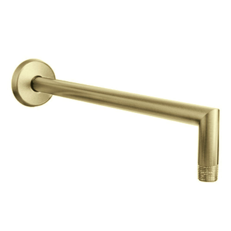 DOCCIA Round L Shape Shower Arm in Brushed Brass 350mm