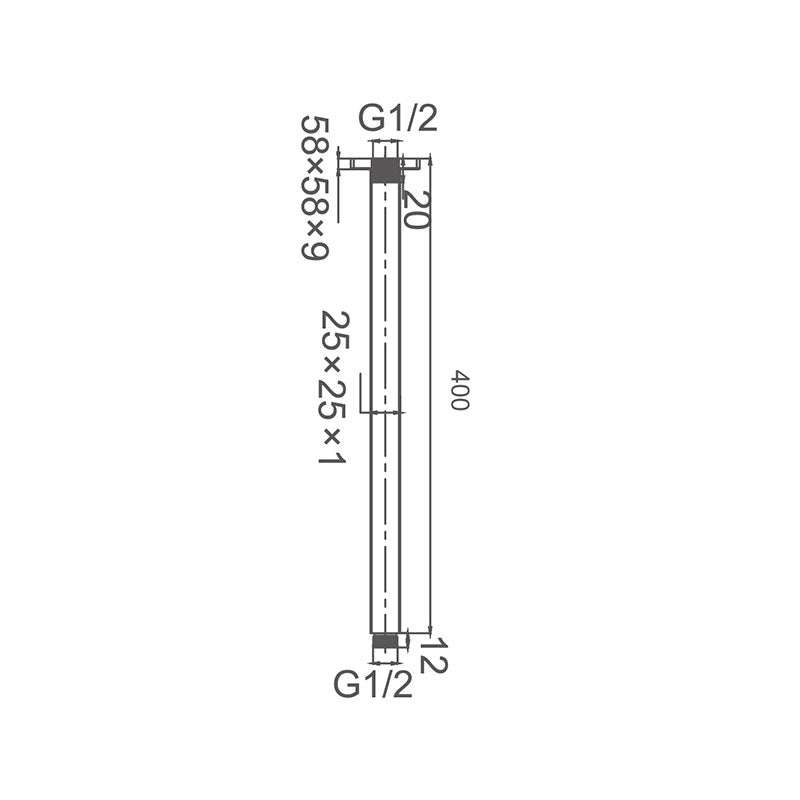 DOCCIA Round Ceiling Dropper in Brushed Nickel 400mm