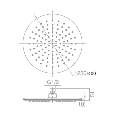 DOCCIA Round Shower Head in Gun Metal 250mm